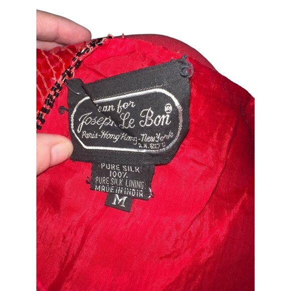 Vintage Jean For Le Bon Red Sequin Beaded Top Medium Pure Silk Short Sleeve Wome - Picture 11 of 11